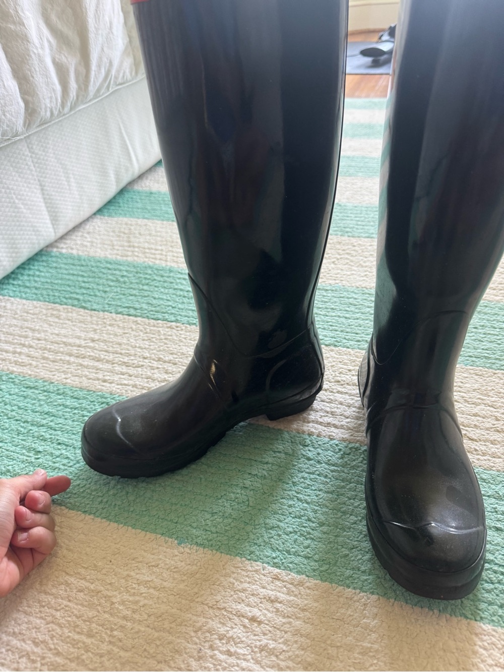 Hunter Women's Tall Gloss Rain Boots - Black - Picture 2 of 7